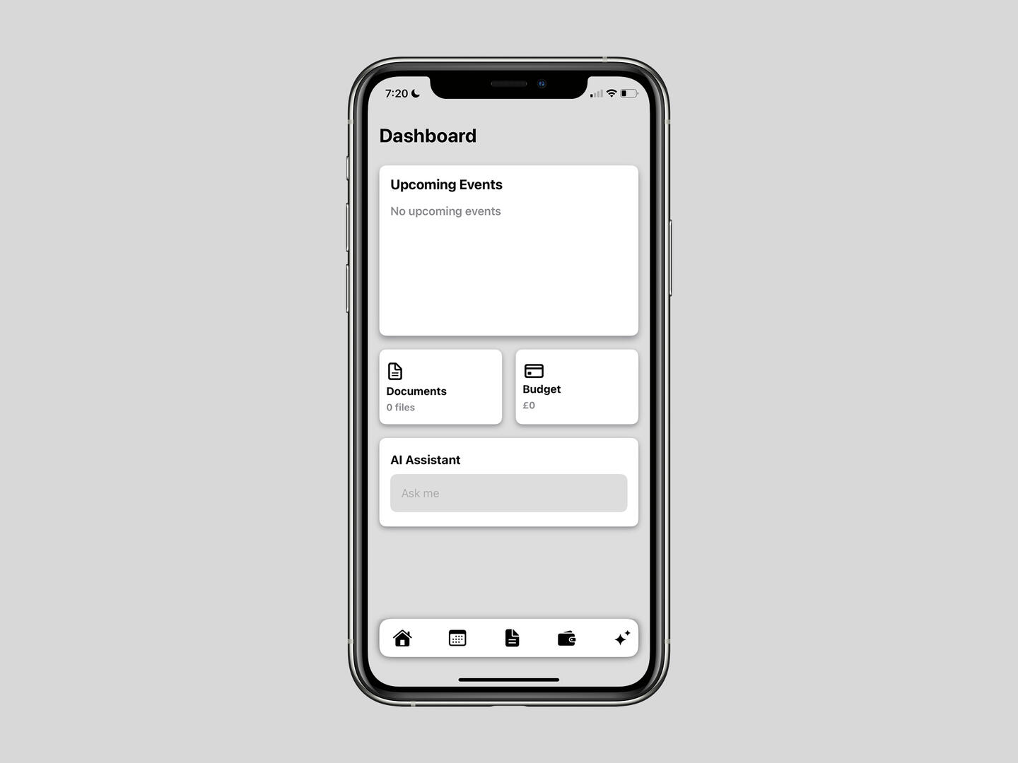 Event Planner screen 1